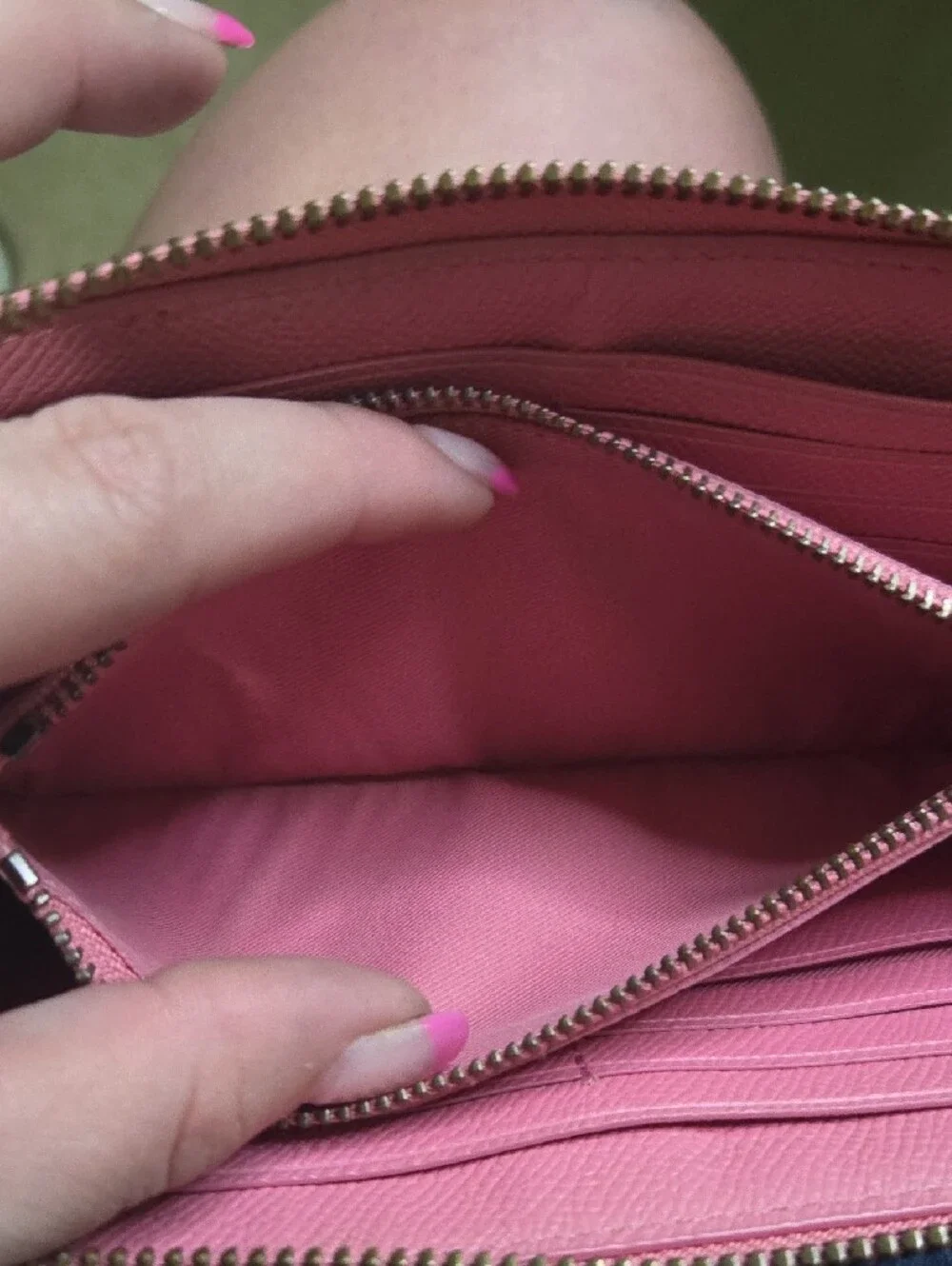 Coach Pink Zip-Around Saffiano Leather Wallet